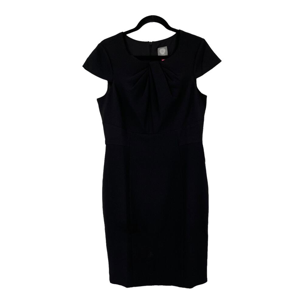Vince Camuto dress Signature Cap sleeve stretch crepe black size 14 - Picture 2 of 7